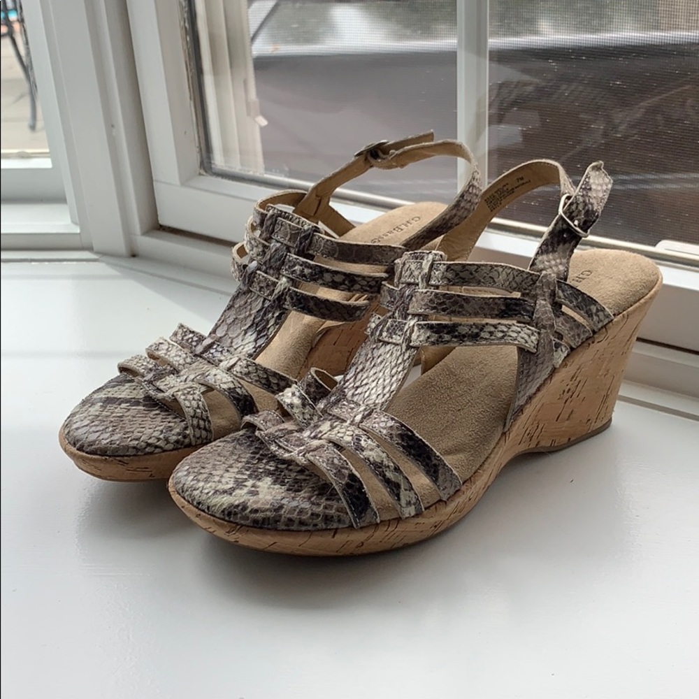 Snake print wedges